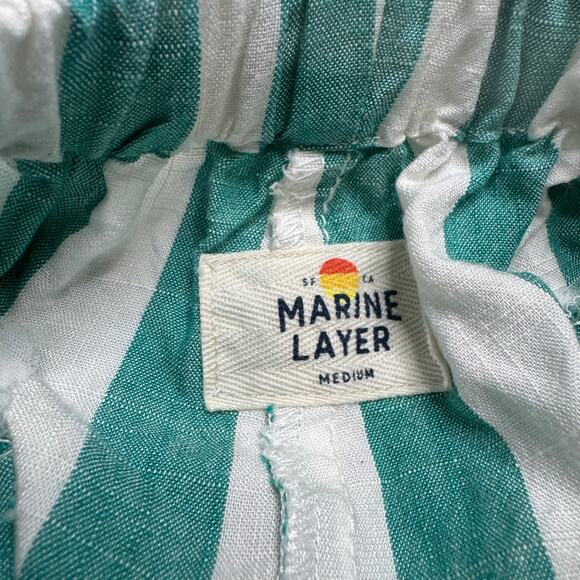 MARINE LAYER Eloise Jumpsuit in Green Lake/White Stripe Size Medium Women Tencel - Picture 6 of 11